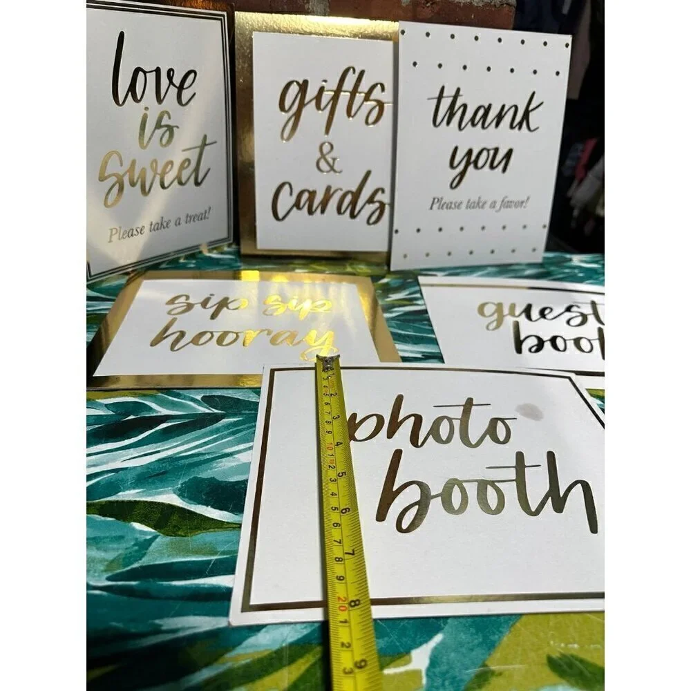7 Gold Cardboard Party signs